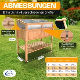 Coemo Hochbeet mit Frühbeetaufsatz 90 x 40 x 120 cm Braun