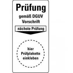 Dreifke® Mini-Grundplakette Prüfung DGUV Vorschrift, nP, ökologische Folie, 20x40mm, 16/Bogen