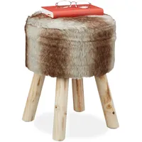 Relaxdays Fellhocker Polyester 42 x 33 x 38 cm Grau/Braun