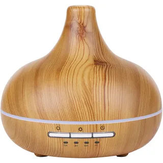 Grundig Aroma Diffuser Luftbefeuchter 300ml Elektrischer Duftöl Diffuser Mit LED-Licht und Timer - Diffusor Für Ätherische Öle - Ohne Kabel - Bamboo, Braun