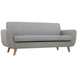 miliboo Skandinavisches 3-Sitzer-Sofa in Hellgrau und Holz PURE