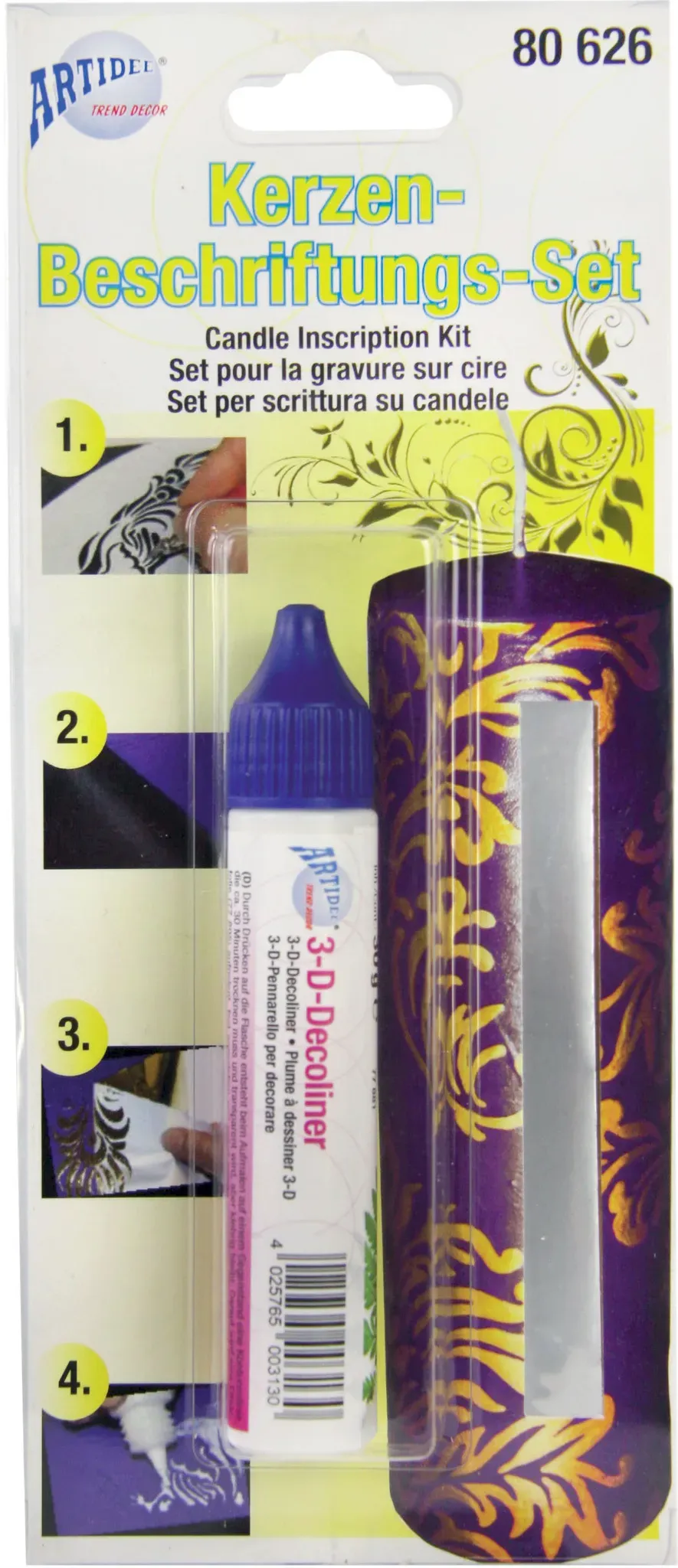 Kerzen-Beschriftungs-Set (4 Gold / 2 Silber + Klebe-Pen)