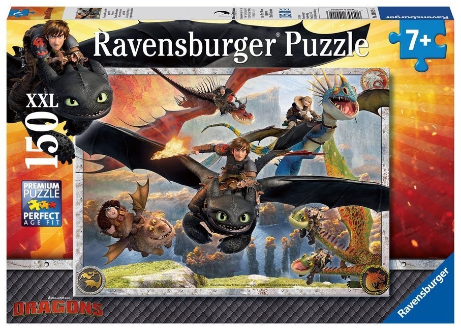 Ravensburger Verlag - Ravensburger Kinderpuzzle - 10015 Drachenzähmen leicht gemacht - Dragons-Puzzle für Kinder ab 7 Jahren, mit 150 Teilen im XXL-Format