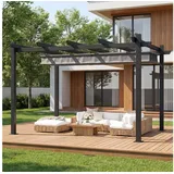HOMALL Pavillon Pergola 3x3/3x4m Gartenpavillon Pavillon mit Aluminiumrahmen, (Terrassenüberdachung mit Magnetbefestigung für Garten), Manuell verstellbares Schiebedach 300 cm x 400 cm