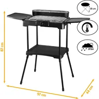 TZS First Austria Standgrill | 2000 W Elektrogrill mit Temperaturregler & Wärmereflektor | Gartengrill mit Standfüßen | Grillfläche [45cm x 22c...