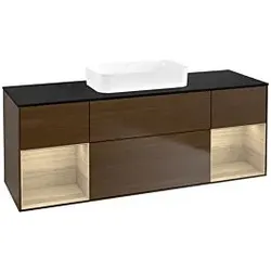 Villeroy und Boch Finion Waschtischunterschrank F742PCGN 160x60,3x50,1cm, Regale Oak Veneer, Walnut veneer