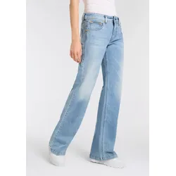 5-Pocket-Jeans HERRLICHER "Edna Organic Denim", Damen, Gr. 26, Länge 34, waterway, Denim/Jeans, Obermaterial: 98% Baumwolle, 2% Elasthan, casual, Jeans, im Flared Fit