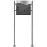 ML-Design Standbriefkasten Anthrazit/Silber inkl. Zeitungsfach