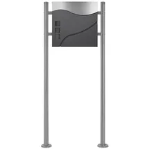 ML-Design Standbriefkasten Anthrazit/Silber inkl. Zeitungsfach