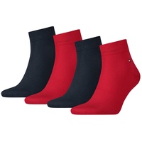 TOMMY HILFIGER Herren Quarter Socken, 4er Pack - Sneaker, Unifarben, 39-49 Dunkelblau/Rot 39-42