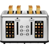 Toaster Edelstahl Touchscreen 4 Scheiben 6 Bräunungsstufen Auftauen Programm