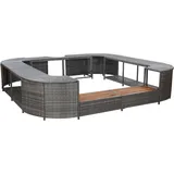 Whirlpool-umrandung Quadratisch Grau 268x268x55 Cm Poly Rattan