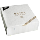 Papstar Papstar, Servietten "ROYAL Collection" 1/4-Falz 40 cm x 40 cm weiss "Damascato", #84994