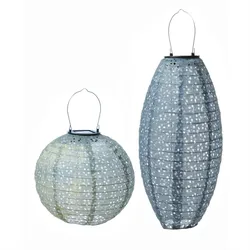 MARELIDA LED Solar Lampions mit Blumenmuster blau Party Balkon Terrasse 2St