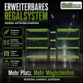 Trutzholm Lagerregal Stahl 200x190x60 cm grün/schwarz 4 Ebenen 4 t Gesamttraglast