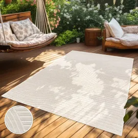 Paco Home Teppich PACO HOME "Cotton 233", beige (creme), B:60cm H:6mm L:110cm, Polypropylen, Teppiche, Teppich, Kurzflor, Uni Farben, Hoch-Tief-Effekt, Scandi-Look, Outdoor geeignet