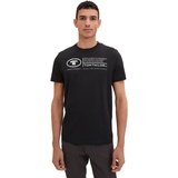 TOM TAILOR Herren T-Shirt mit Print aus Baumwolle, Black, M