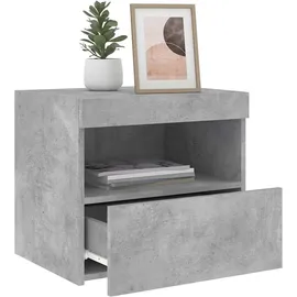 vidaXL Nachttische mit LED-Leuchten 2 Stk. Betongrau 50x40x45 cm