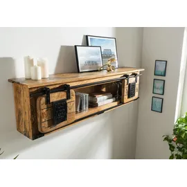 Massivmoebel24 Wandregal 130 x 25 x 35 cm Natur lackiert