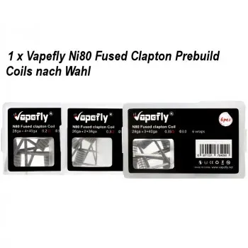 Ni80 Fused Clapton Prebuilt Coil 6 Stück by Vapefly 28GA 0,35Ohmm