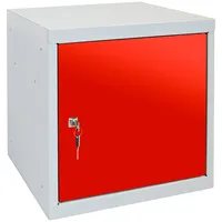 Proregal Schließfachschrank Metall 40x40x40cm Lichtgrau/Rot abschließbar