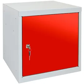 Proregal Schließfachschrank Metall 40x40x40cm Lichtgrau/Rot abschließbar