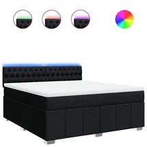 vidaXL Boxspringbett mit Matratze Schwarz 180x200 cm Stoff