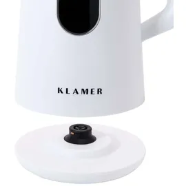 Klamer Edelstahl Wasserkocher mit Temperatureinstellung 40-100°C, Warmhaltefunktion, mattweißes Kaltgehäuse, doppelwandiger 1,5L Teekocher mit 1800W,... elektrischer Wasserkocher weiß