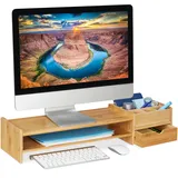 Relaxdays Monitorständer Bambus 13 x 70 x 19 cm natur