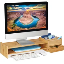 Relaxdays Monitorständer Bambus 13 x 70 x 19 cm natur