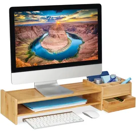 Relaxdays Monitorständer Bambus 13 x 70 x 19 cm natur
