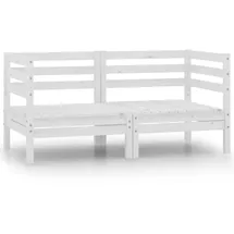 vidaXL 2-Sitzer-Gartensofa Weiß Kiefer Massivholz