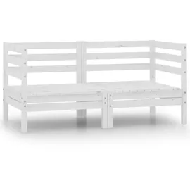 vidaXL 2-Sitzer-Gartensofa Weiß Kiefer Massivholz