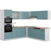 Vicco Winkelküche L-Form R-Line 237 x 247 cm Blau-Grau/Weiß