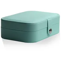 Kitchnexus Kleine Schmuckkästchen Schmuckbox aus PU-Leder, Kleines Tragbar Reisen Schmuckkasten für Mädchen und Damen Geschenk - Grün
