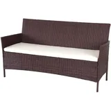 Mendler 3-Sitzer Poly-Rattan Gartenbank Halden-AM, Sitzbank - braun-meliert, Kissen Creme