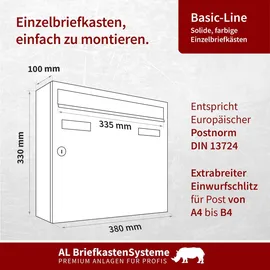 AL Briefkastensysteme Basic Wandbriefkasten RAL 3000 Feuerrot inkl. Zeitungsfach