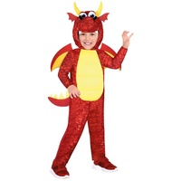 Amscan Kostüm Drachen Kostüm "Red Dragon" für Kinder - Rot, Comic Tierkostüm rot 6-8 Jahre