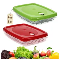 GarPet Frischhaltedose 2er Set Frischhaltedosen mit Deckel Abtropfgitter Gefrierdosen 2,5 L