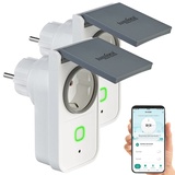 Luminea 2er-Set WLAN-Outdoor-Steckdosen, HomeKit-fähig, App, Strommessung