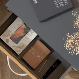 CASARIA Nachttisch mit Schubladen Boxspringbett Schlafzimmer Wohnzimmer Beistelltisch Nachtschrank Holz Grau