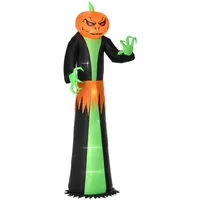 Homcom Aufblasbar Kürbis Halloween Dekoration Selbstaufblasend Gespenst mit LED