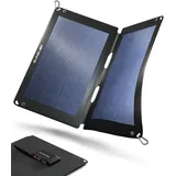 Solar Charger Outdoor, Solarmodul flexibel, Solaranlage Camping, Solar Charger wasserdicht mit leistungsstarker 12W Ladekapazität, 2 x USB Anschluss, Black