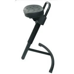 PROREGAL Stehhilfe Columbus | Sitzhöhe 65-83cm | Tragfähigkeit 110kg | Polyurethane-Sitz | mit Sicherheitsgasfeder | Schwarz/Schwarz