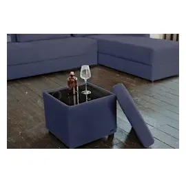 KAWOLA Hocker mit Stauraum IDA Stoff dunkelblau