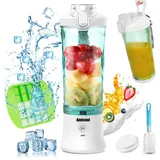 Amicool Mixer Smoothie Maker To Go, Mini Standmixer Tragbar mit 6-Klingen Edelstahl, Enstafter mit Reisedeckel, USB Portable Blender Elektrisch 600ml Bottle, Mixer Shaker Slushy Maker Wasserdichter