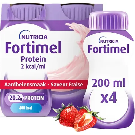 Fortimel Protein 2kcal Erdbeergeschmack Flaschen 4x200ml