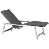 CASA DOMA Gartenliege Mineo, Komfortliege, Sonnenliege Outdoor, Move, Edelstahl, Sunproof® Sling, Liegefläche 200x60 cm, Armlehnen Alu silberfarben