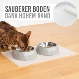 KaraLuna Napfunterlage 48 x 30 cm (Transparent, Eckig) Futtermatte Katze Futterunterlage Hund Futternapf Fressnapf Hundenapf Unterlage Kaffeevollautomat Napf Matte Mat Silikonmatte