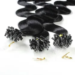 hair2heart Microring Extensions Echthaar #2/0 Schwarz 1g 60cm Damen 